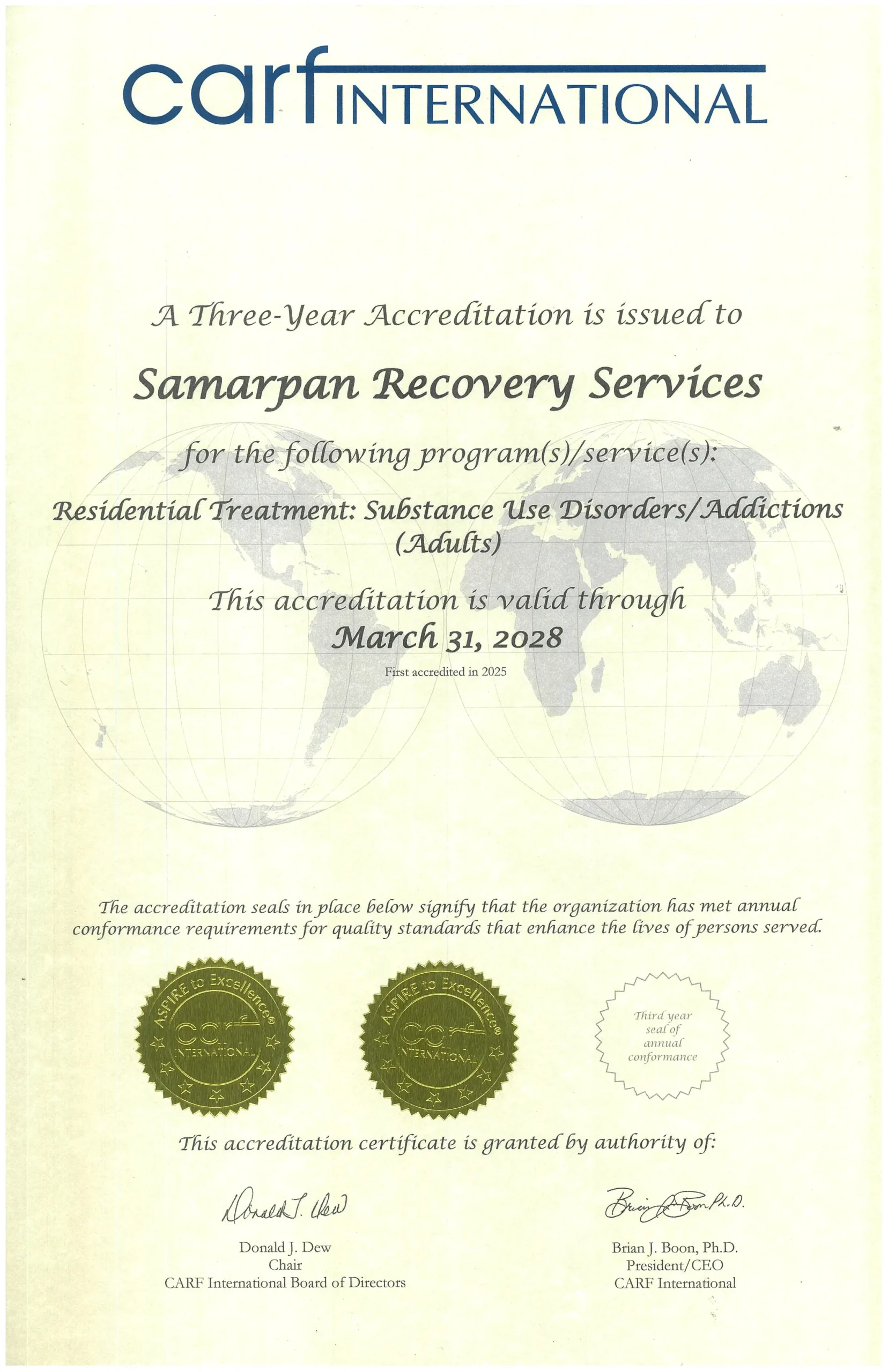 CARF Certificate
